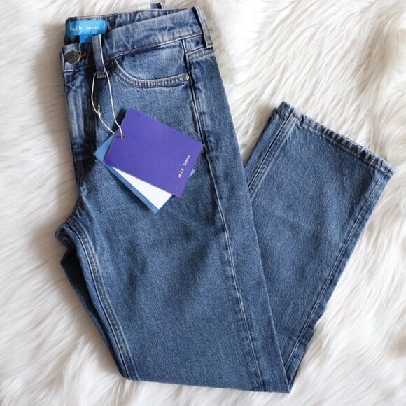 NWT Anthropologie Blue Medium Wash High Rise Straight Leg Jeans Size 27 - Picture 2 of 8